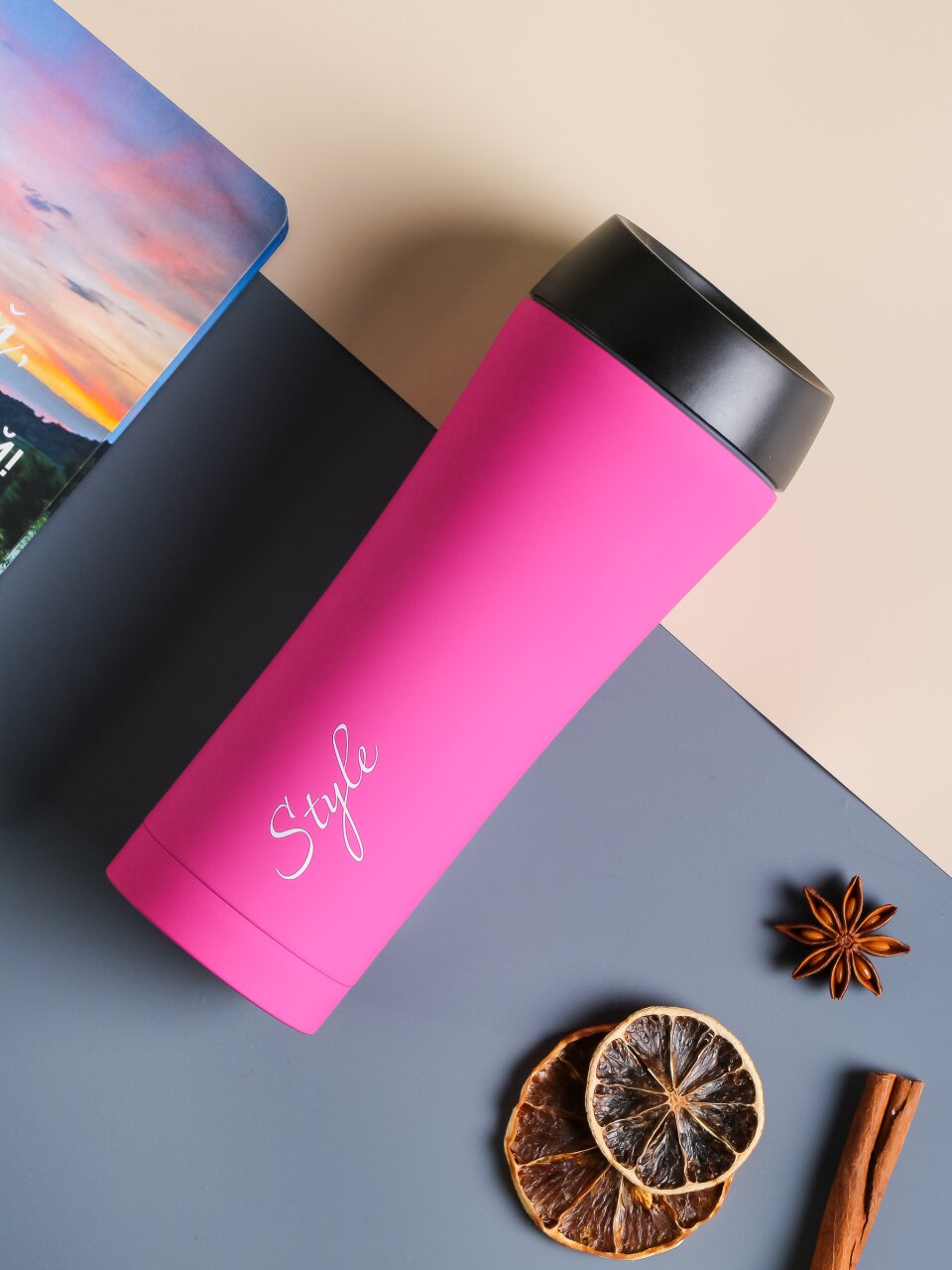 Термокружка пластик, 0.45 л, узкая горловина, Daniks, колба нержавеющая сталь, SL-NT015-18-2328