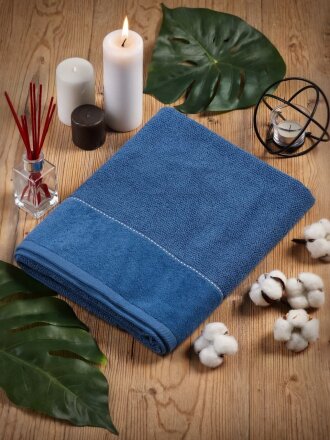 Полотенце банное 50х90 см, 100% хлопок, 470 г/м2, Амур, Silvano, темно-синее, Узбекистан