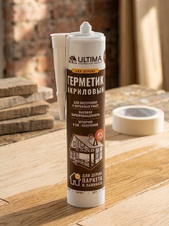 Герметик акриловый, для дерева, Ultima, ULTK300, 300 мл, красное дерево