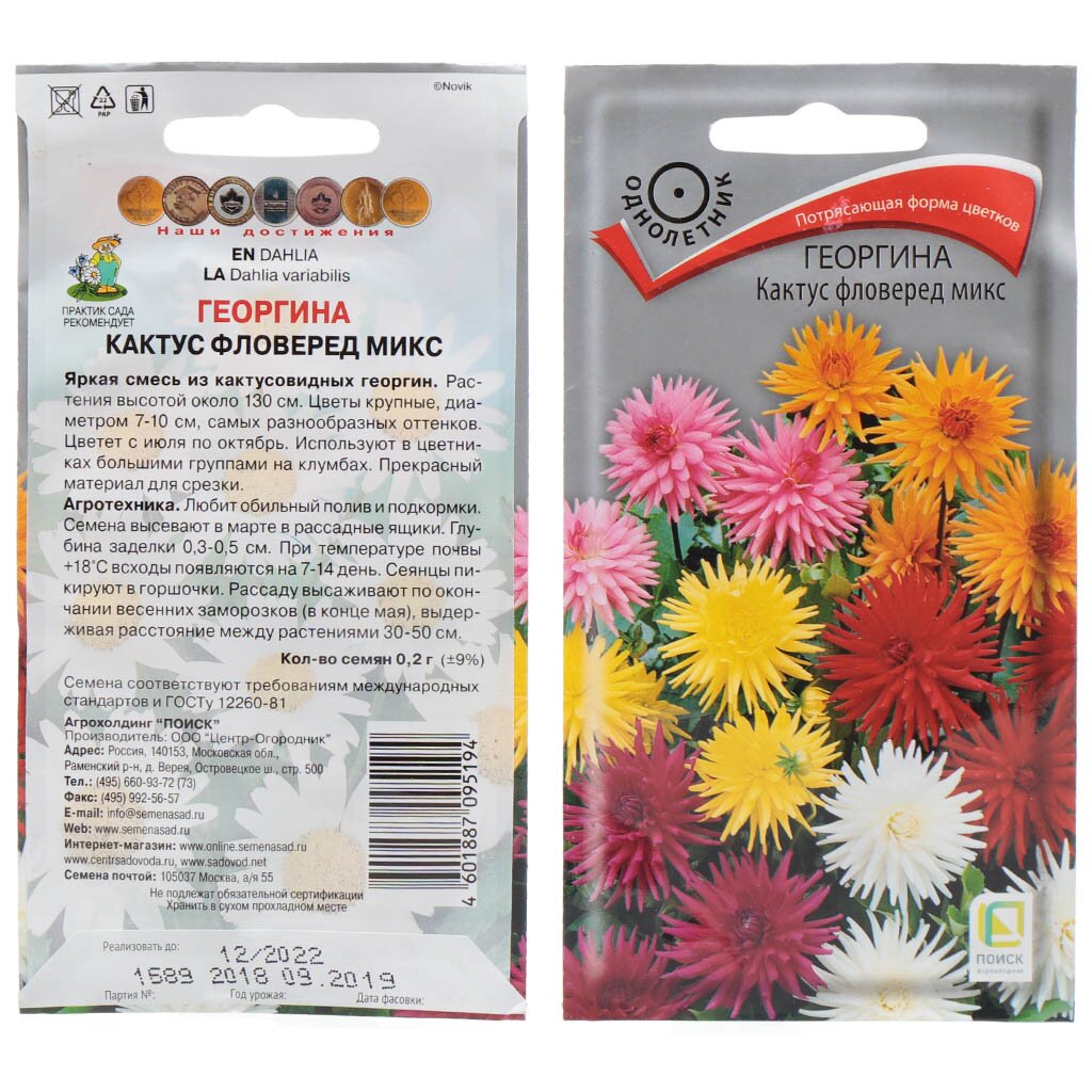 Семена Цветы, Георгина, Кактус фловеред микс, 0.2 г, цветная упаковка, Поиск семена георгина пикколо мигнон микс