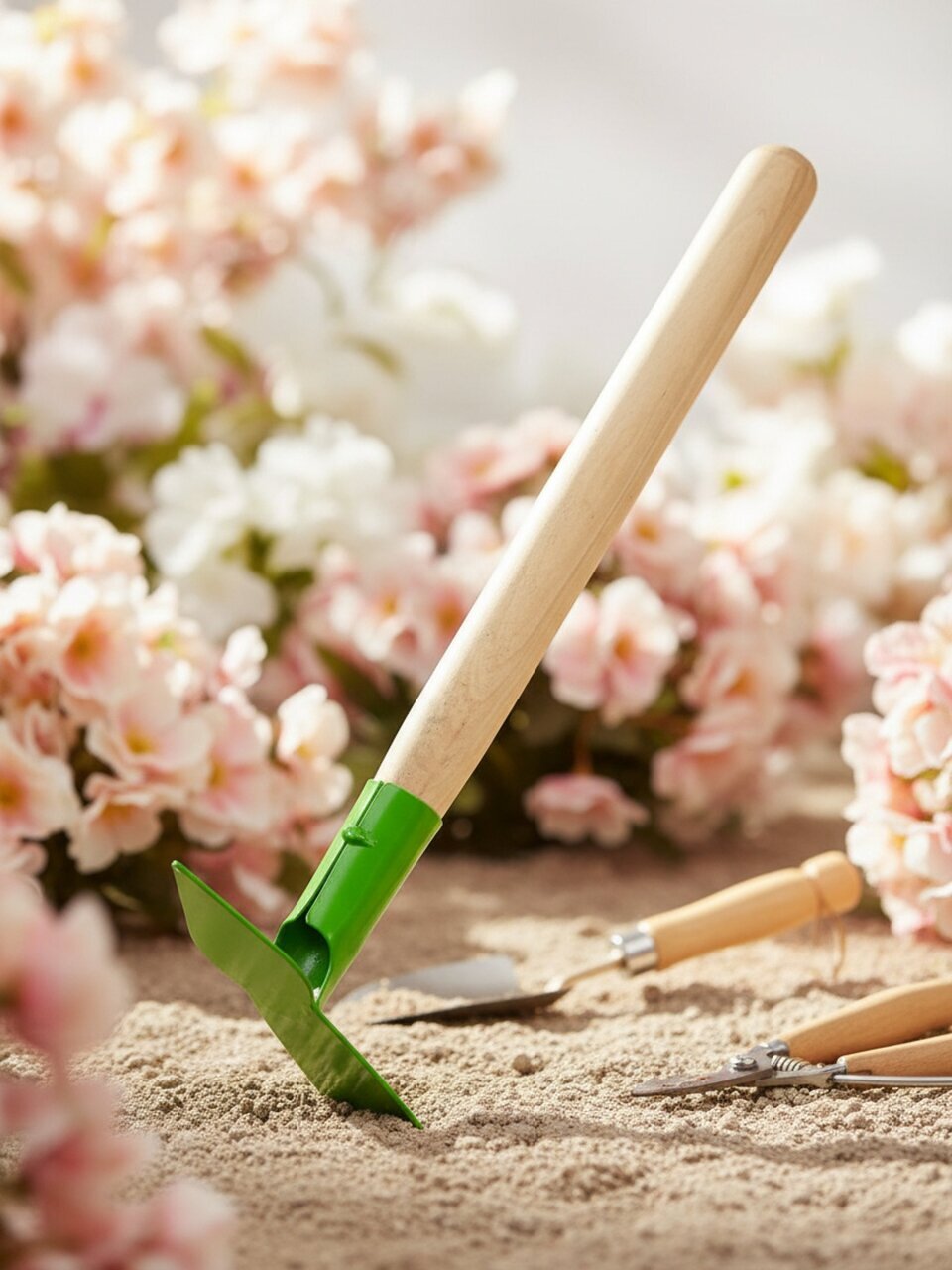 Мотыжка комбинированная металл, 37.5 мм, черенок деревянный, лепесток-тяпка, короткий черенок, HouseLoft, МК1КЛ01