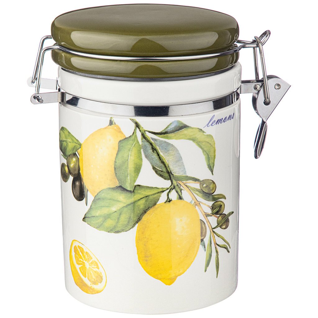 Емкость для сыпучих продуктов &amp;quot;лемон три&amp;quot; 600 мл. / 9,5*9,5 см. высота=15 см., 358-1785