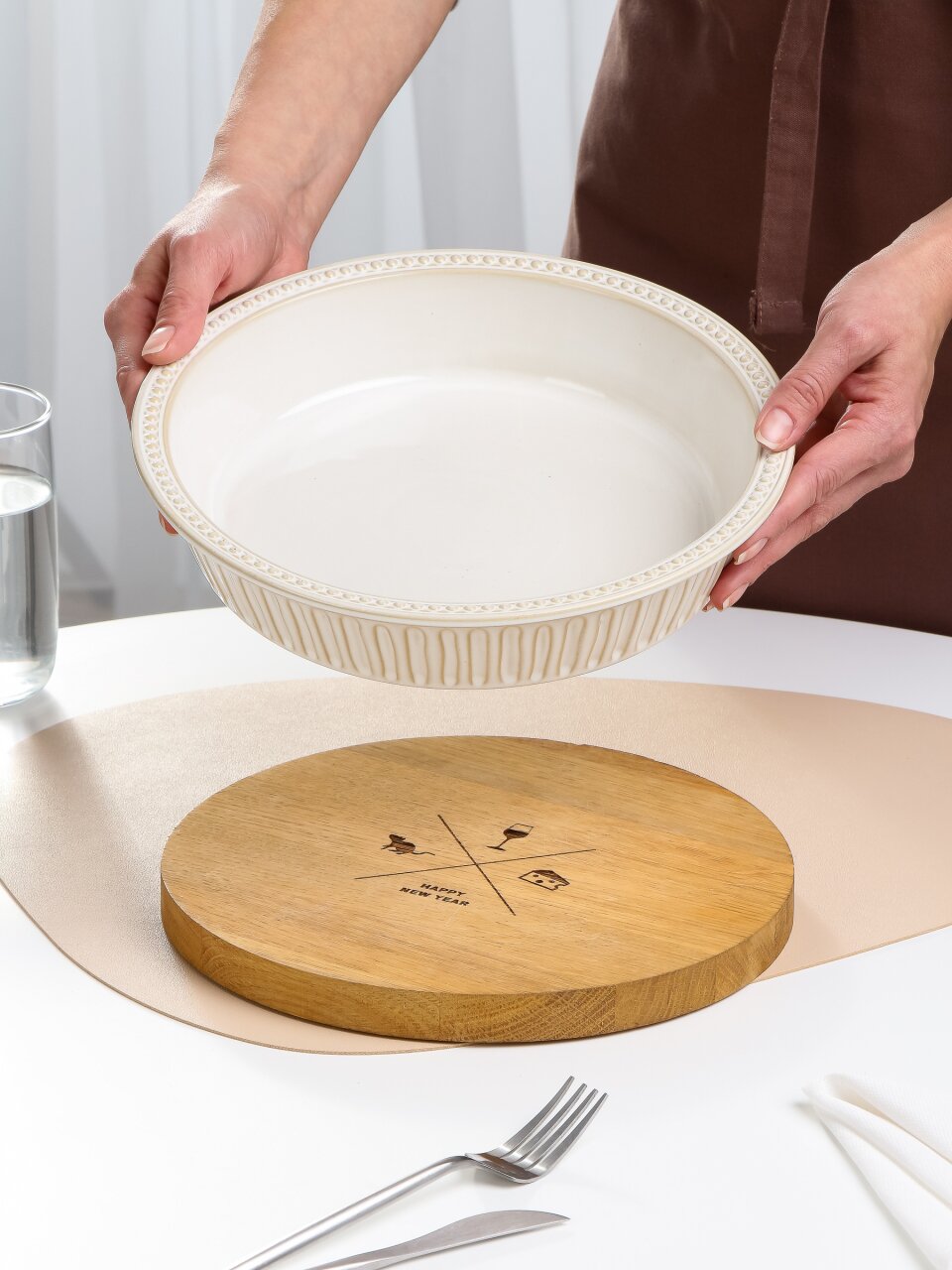 Форма для запекания керамика, 26х6 см, круглая, Молоко, B010425