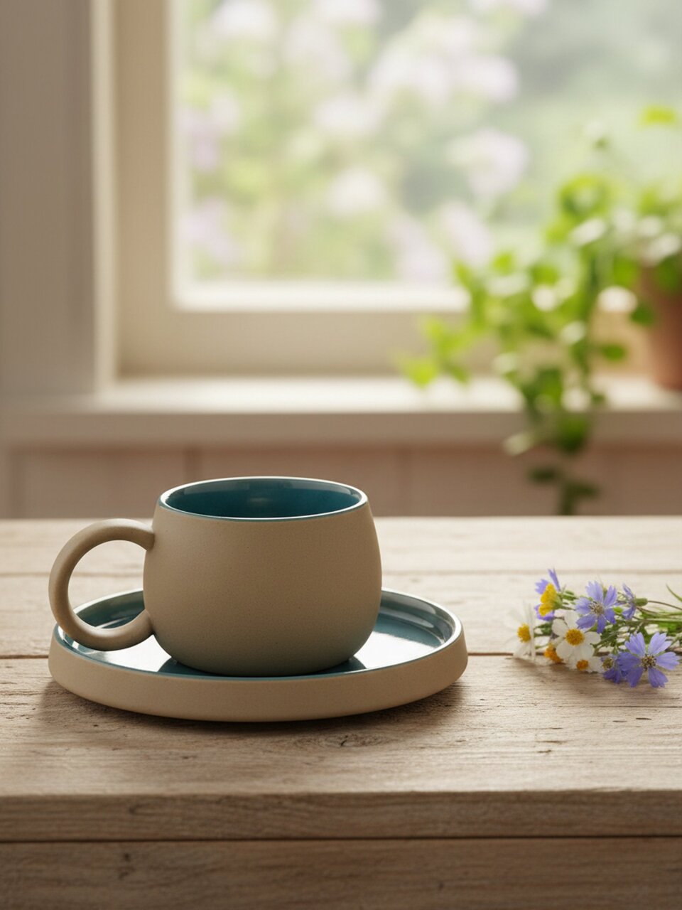 Чайная пара фарфор, 2 пр, 1 перс, 350 мл, Цветы, В060862