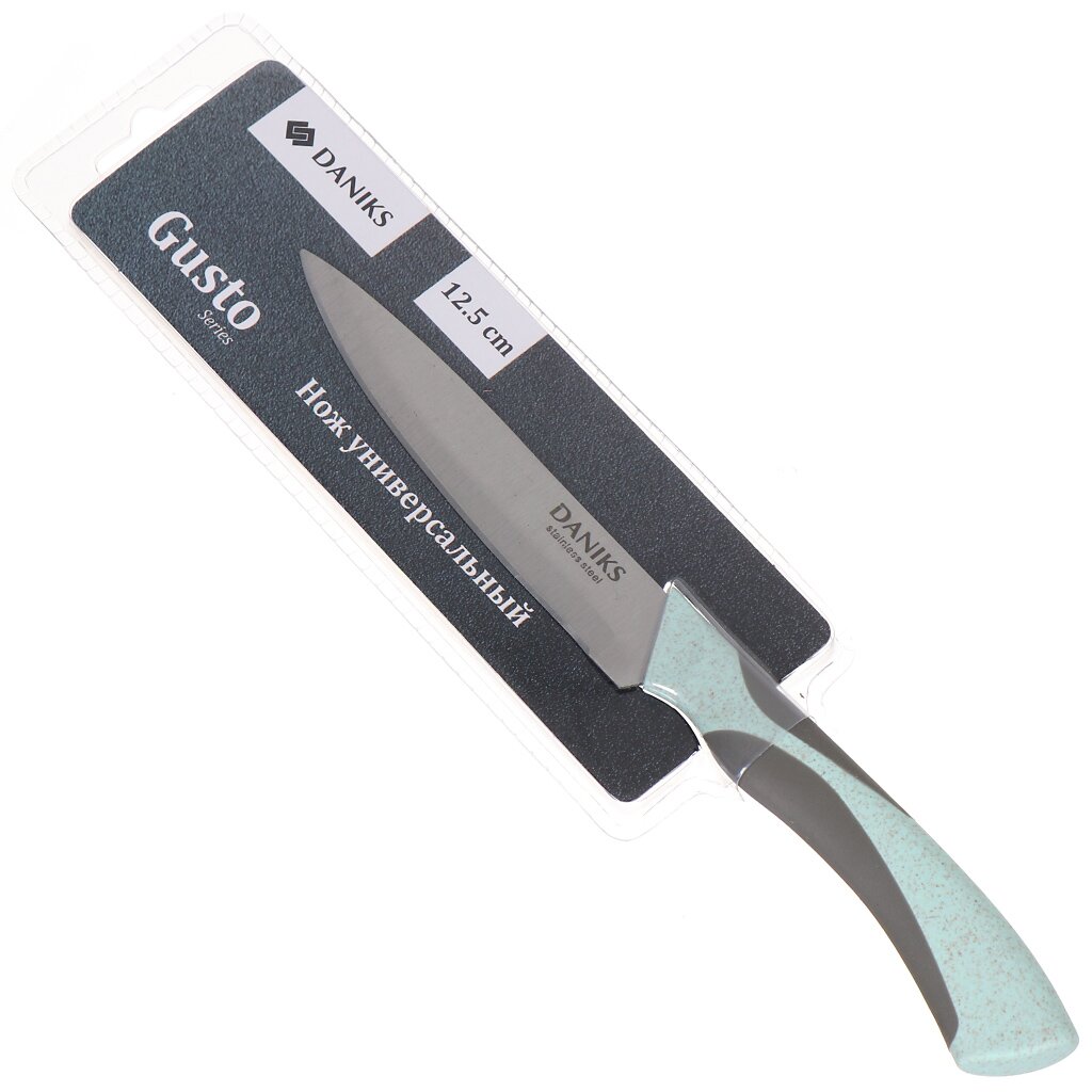 Нож кухонный Daniks, Gusto, универсальный, сталь, 12.5 см, рукоятка пластик, YW-A377B-UT нож кухонный samura harakiri универсальный лезвие 12 см белая рукоять