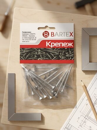 Саморез универсальный, диаметр 4х50 мм, 25 шт, оцинкованный, пакет, Bartex