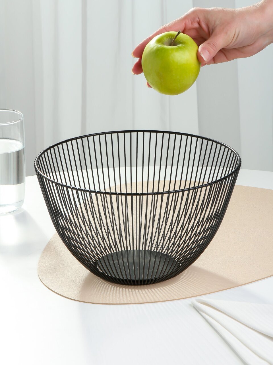 Ваза для фруктов, металл, 25х14.5 см, Y4-8035, черная