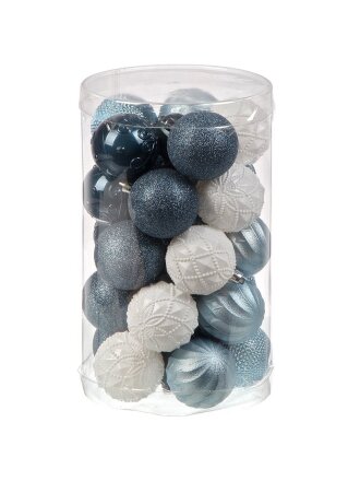 Набор шаров Фактура, 30 шт, серый, белый, голубой, 5 см, 7 см, Y4-8460