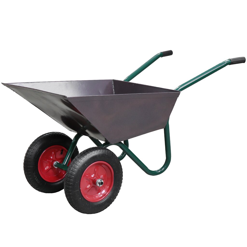 Тачка строительная двухколесная, сталь, 250 кг, 110 л, 1 мм, втулка D16 мм, железный кузов, ТСД-324