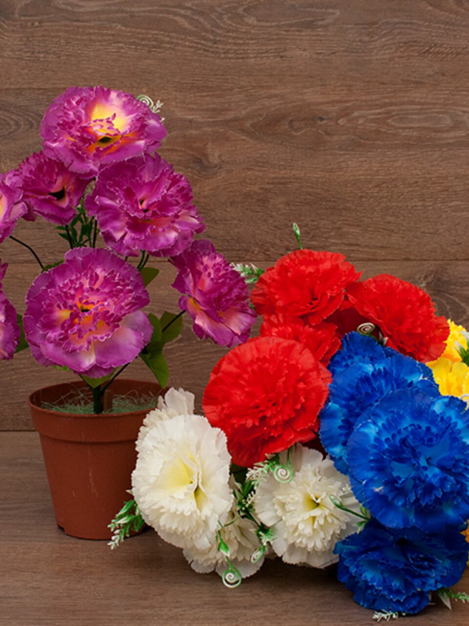 Цветок искусственный пасхальный, Гвоздика, 7 головок, 35 см, в ассортименте, FY058