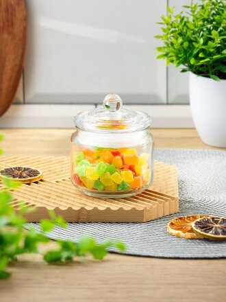 Банка для сыпучих продуктов, стекло, 0.3 л, с крышкой, Y4-6230