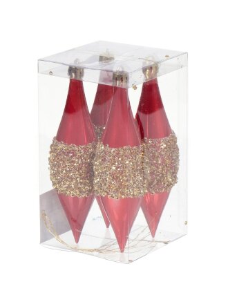 Елочный шар Фигурный, 4 шт, красно-золотой, 14.5х3.9 см, пластик, SYQB-012025