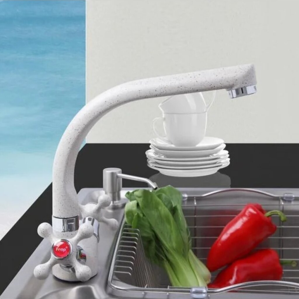 Смеситель для кухни, Frap, с кран-буксой, белый, F5408-8 смеситель для кухни frap с кран буксой для одного типа воды сатин f41899 6
