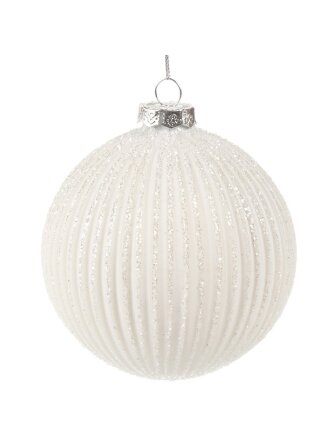 Елочный шар Белые грани, белый, 10 см, стекло, XF24-SC025