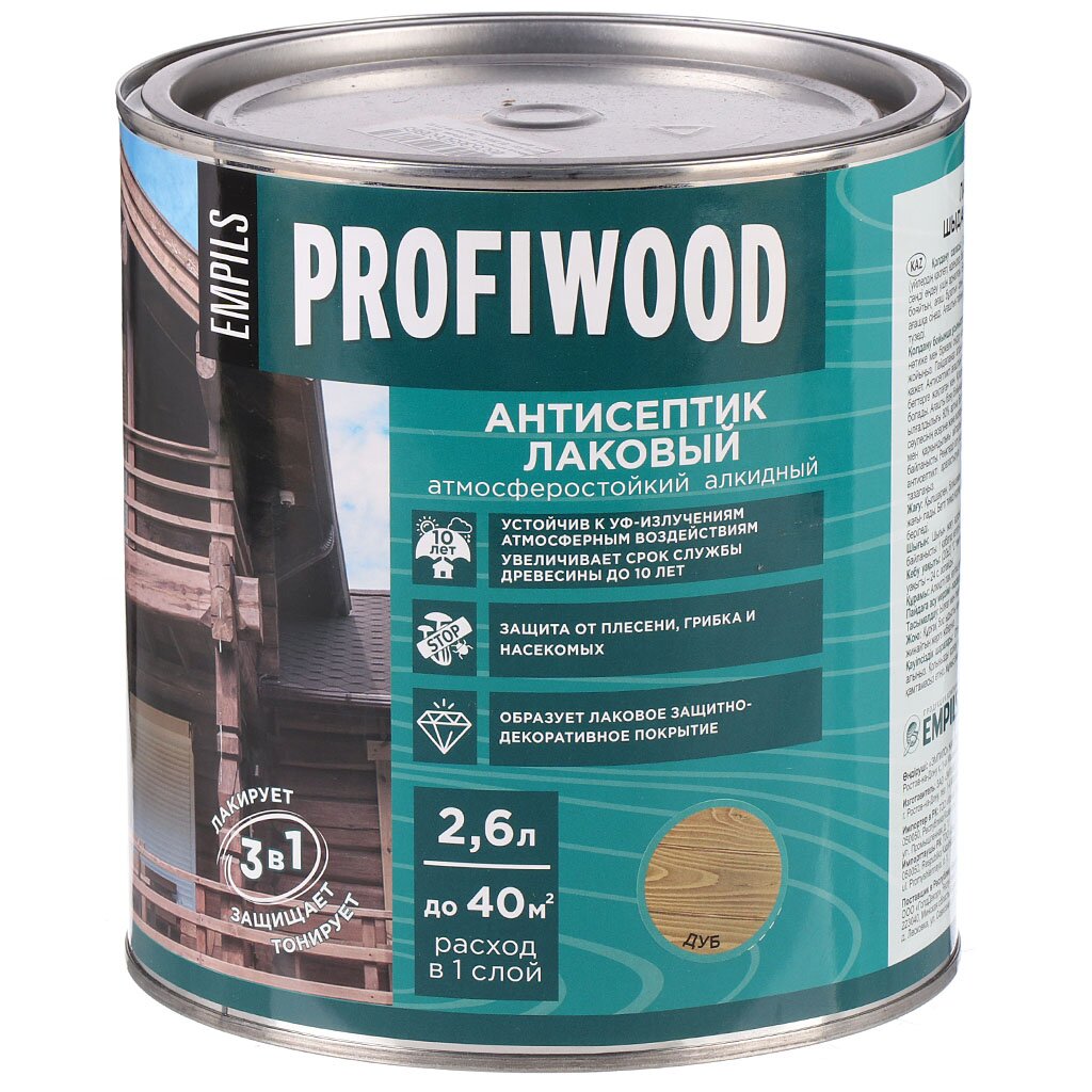 Антисептик Profiwood, для дерева, лаковый, дуб, 2.4 кг антисептик profiwood для дерева тонирующий бес ный 0 7 кг