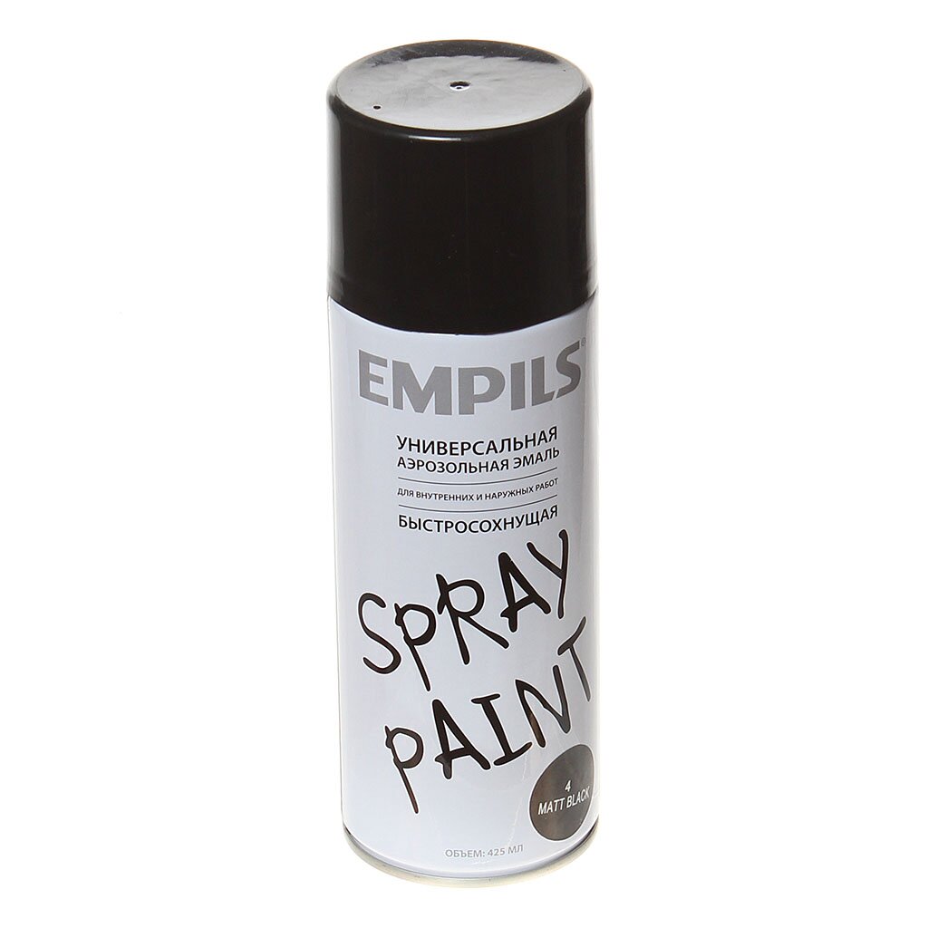 Эмаль аэрозольная Empils Spray Paint №4 черная матовая, 425 мл 1211-1