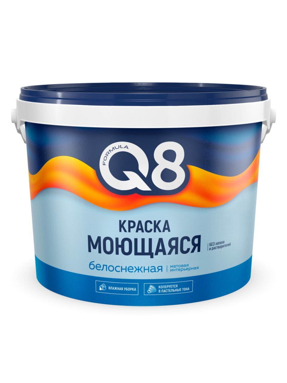 Краска водно-дисперсионная, Formula Q8, акриловая, универсальная, моющаяся, влагостойкая, матовая, белоснежная, 13 кг