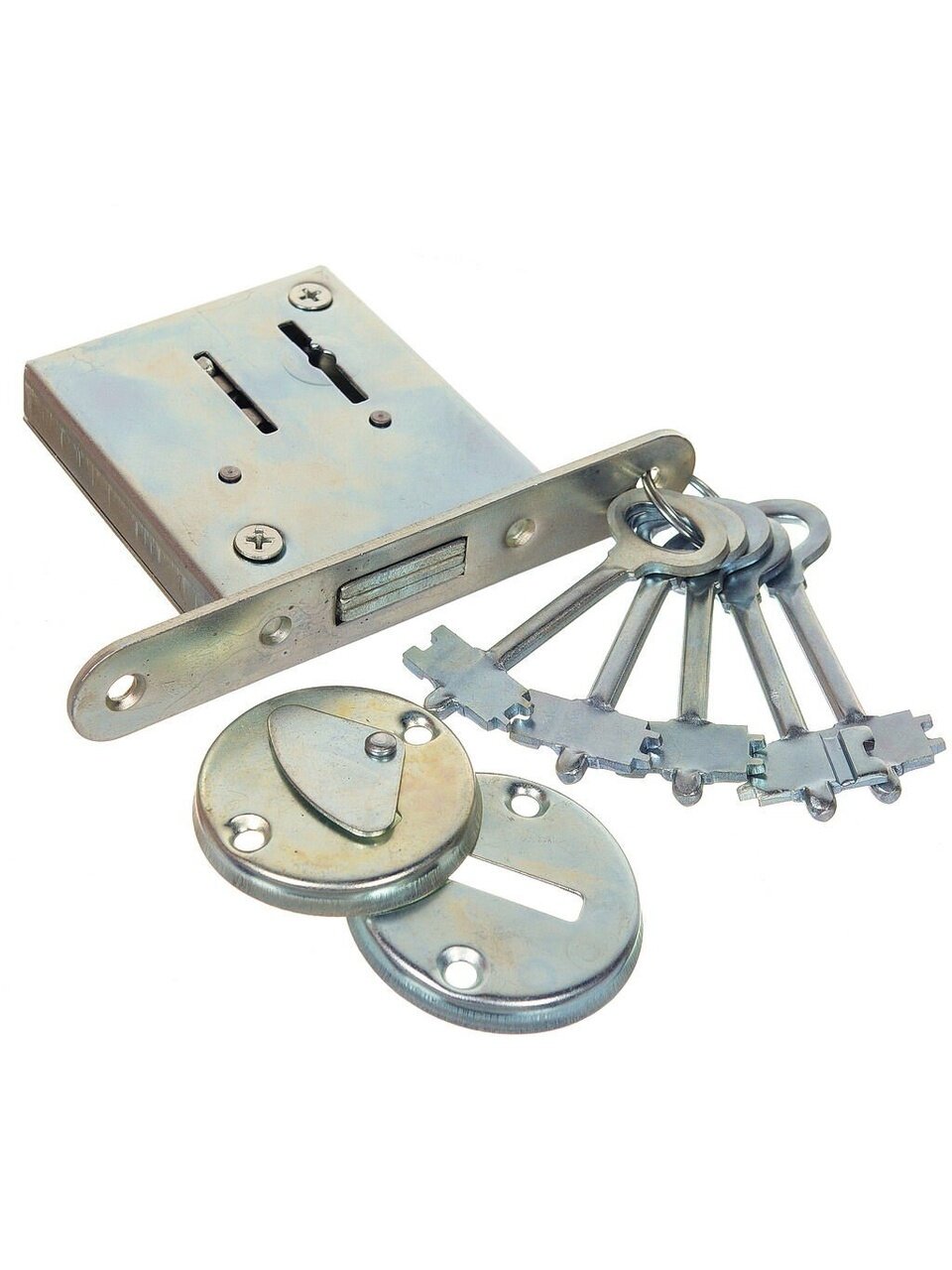 Замок врезной Омега, ЗВ8-4, 00-00000414, без ручки, сувальдный, хром