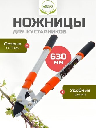Ножницы садовые для кустарников, 630 мм, Инструм-Агро, НКТО S332A-В, телескопическая штанга, рукоятка алюминий, 010144