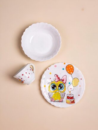 Набор детской посуды керамика, 3 шт, Cute, PO-3sd-779