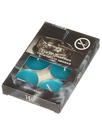 Свеча чайная ароматическая, 1.2х3.8 см, круглая, 6 шт, Kukina Raffinata, Антитабак