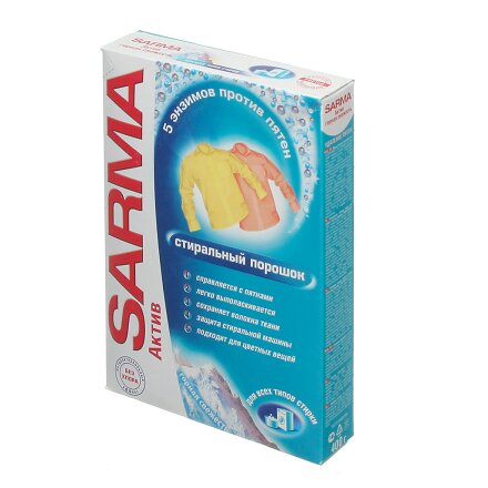 Стиральный порошок Sarma, 0.4 кг, ручной + автомат, Active Горная свежесть
