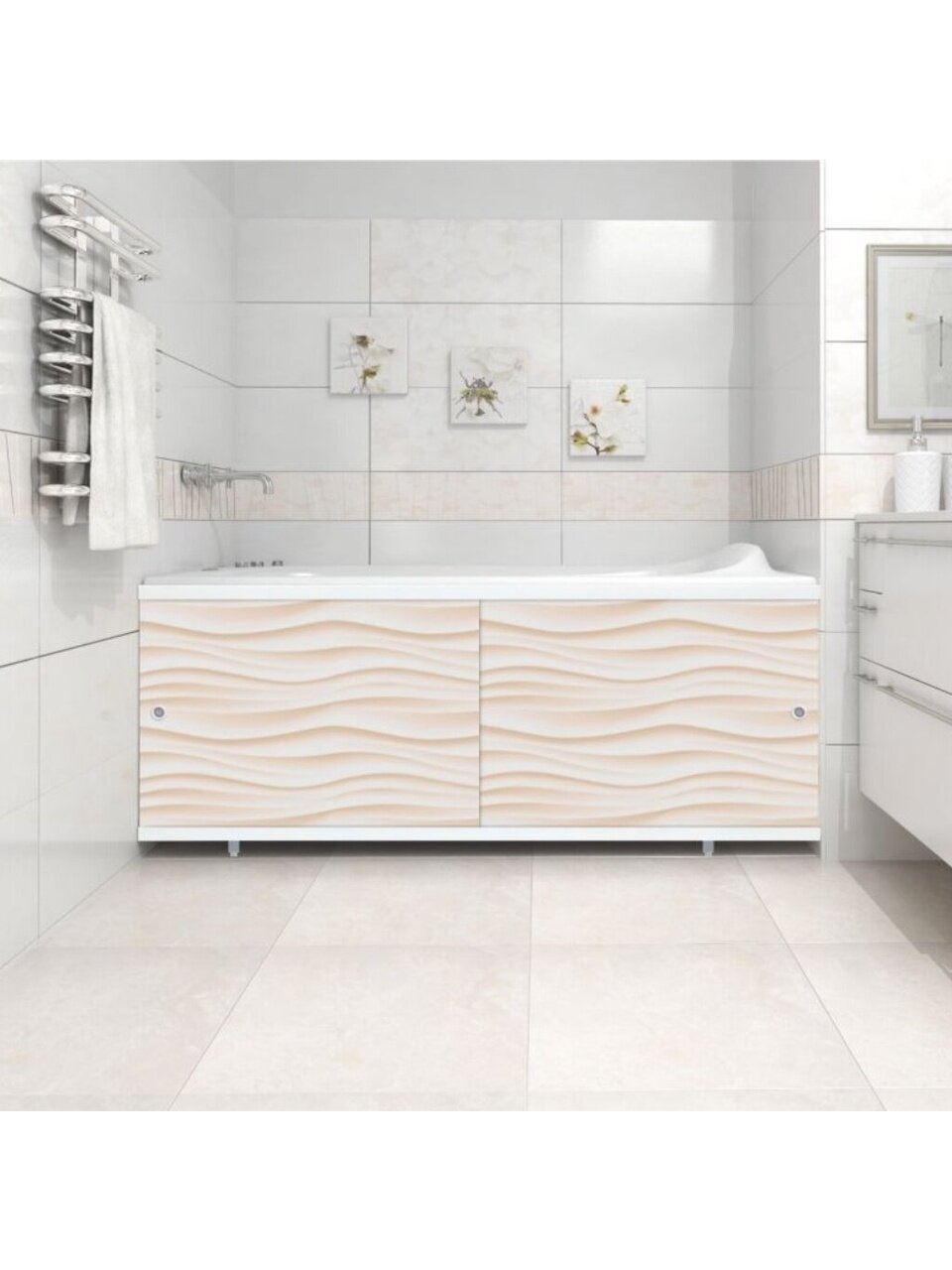 Экран для ванны 1.68 м, раздвижной, песочный, Метакам, Кварт