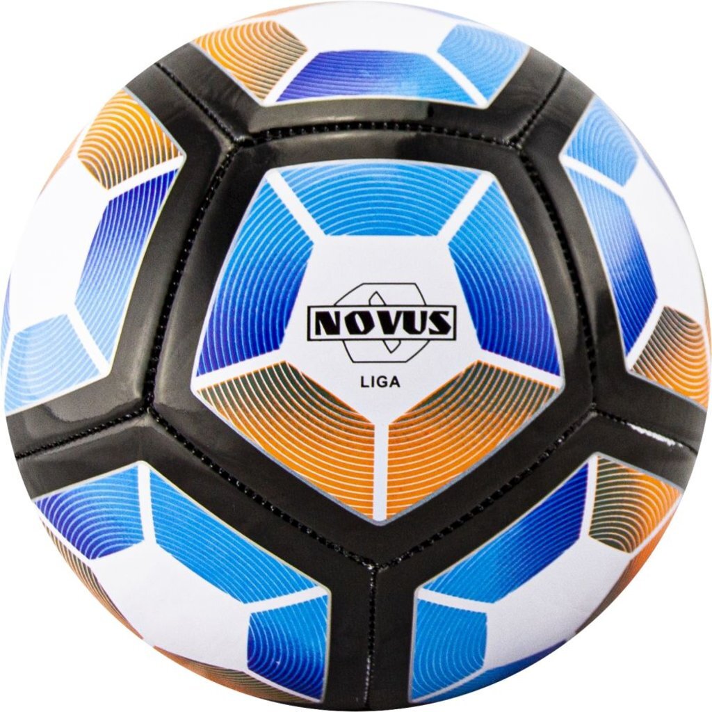 Мяч футбольный детский Novus LIGA,PVC бел/син/оранж.,р.5,12п, м/ш, 330-350г, окруж68-71, 00-00007030