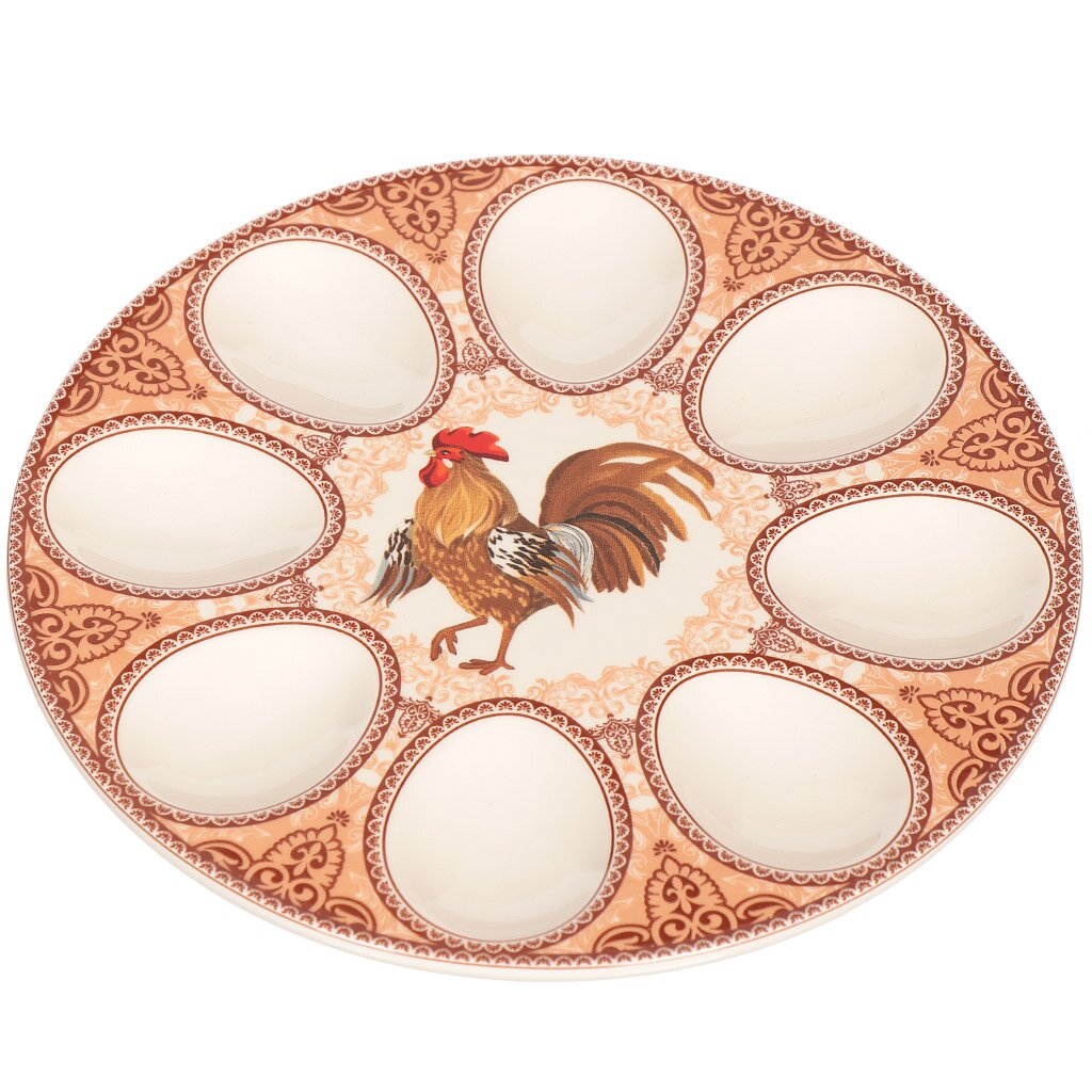 Блюдо керамика, для яиц, 20 см, Петух, 388-470