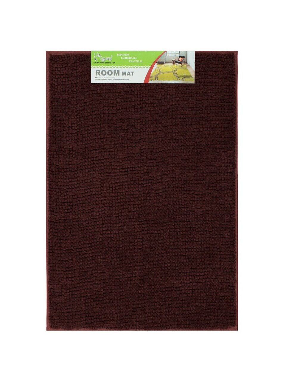 Коврик для ванной, антискользящий, 0.6х0.9 м, полиэстер, шоколадный, Макарон, Y3-670