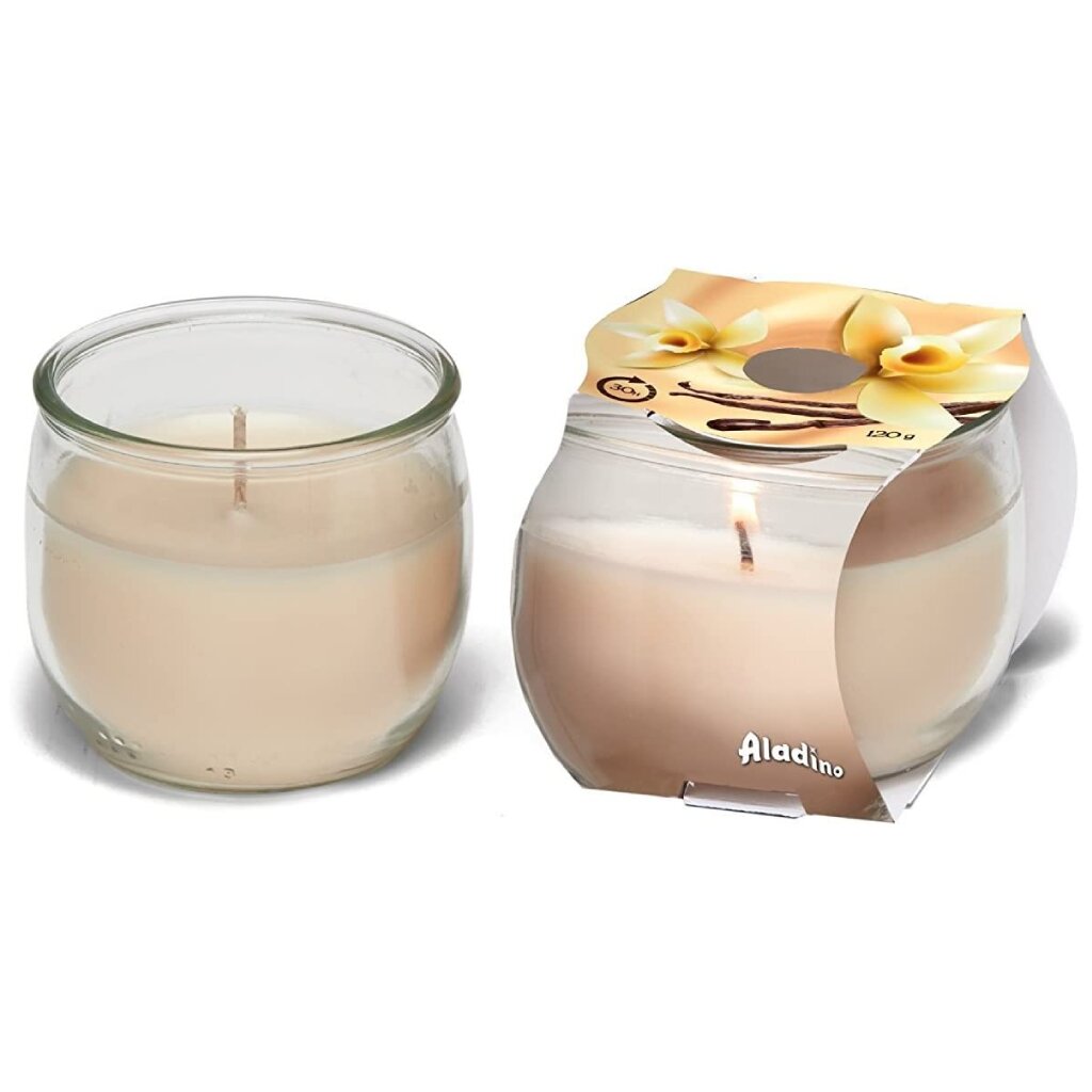 Свеча ароматизированная, 7х7.5 см, в стакане, Aladino, Ваниль, ALB010616 свеча ароматизированная в баночке bartek candles имбирный пряник