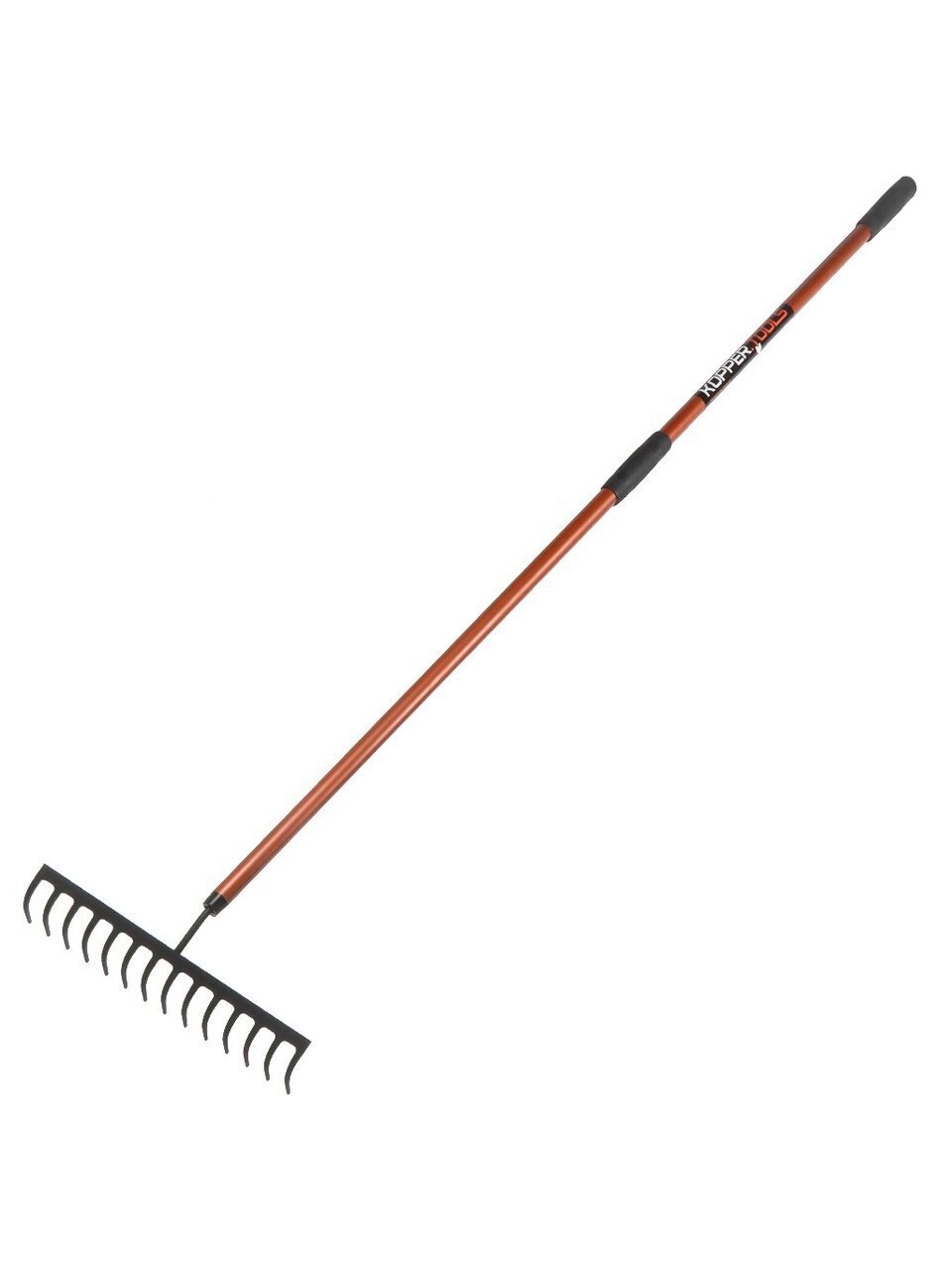Грабли прямые, 14 зуб, металл, 36 см, Kopper Tools, черенок алюминиевый, ФИ.015.000