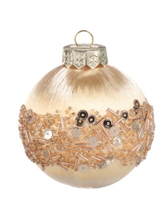 Елочный шар 6 шт, шампань с золотом, 8 см, пластик, SYQB- 0124042