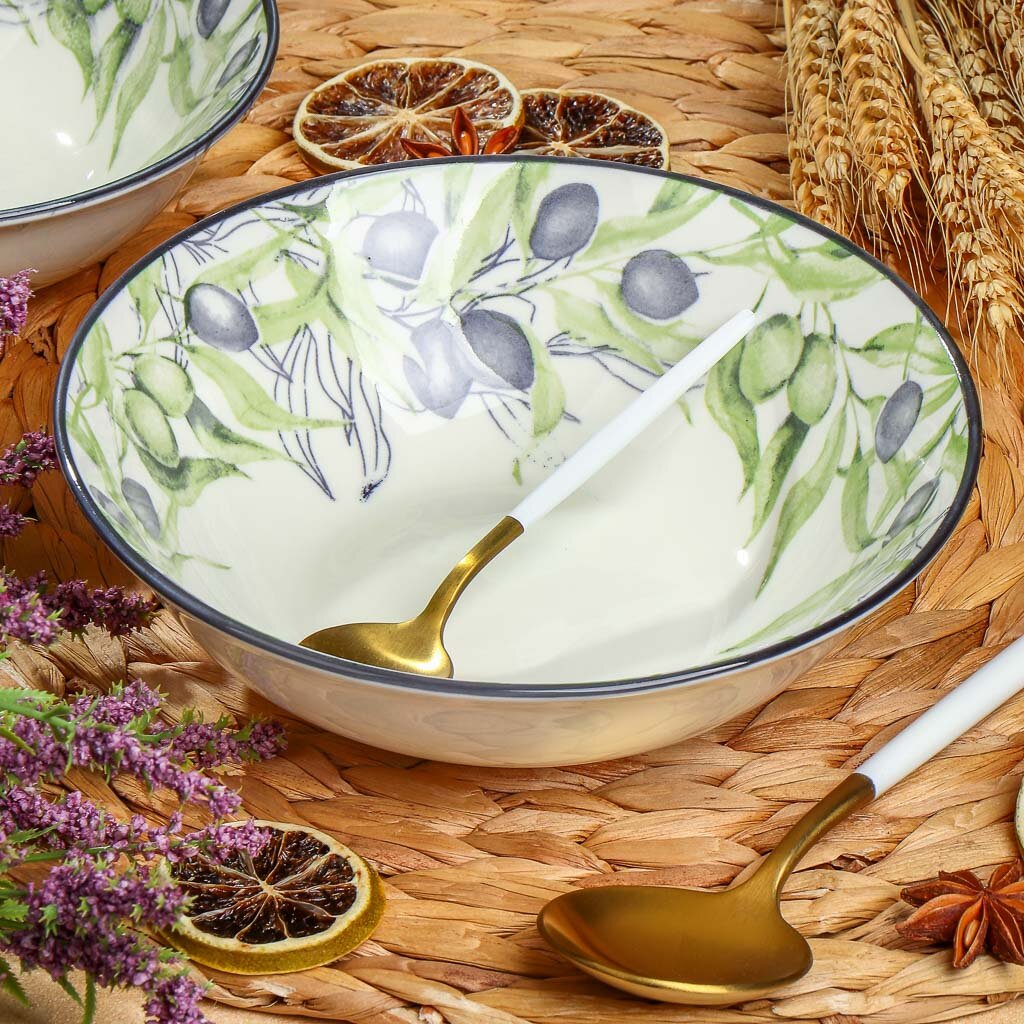 Тарелка суповая, фарфор, 18 см, Оливки, MFK07998 оливки iberica с анчоусом 300 гр