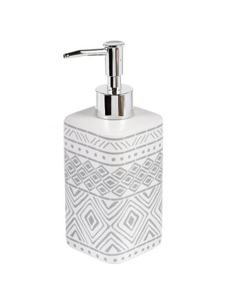 Дозатор для жидкого мыла, Ромбы, керамика, 6.9х6.9х12.2/18.6 см, белый, CE2901AA-LD