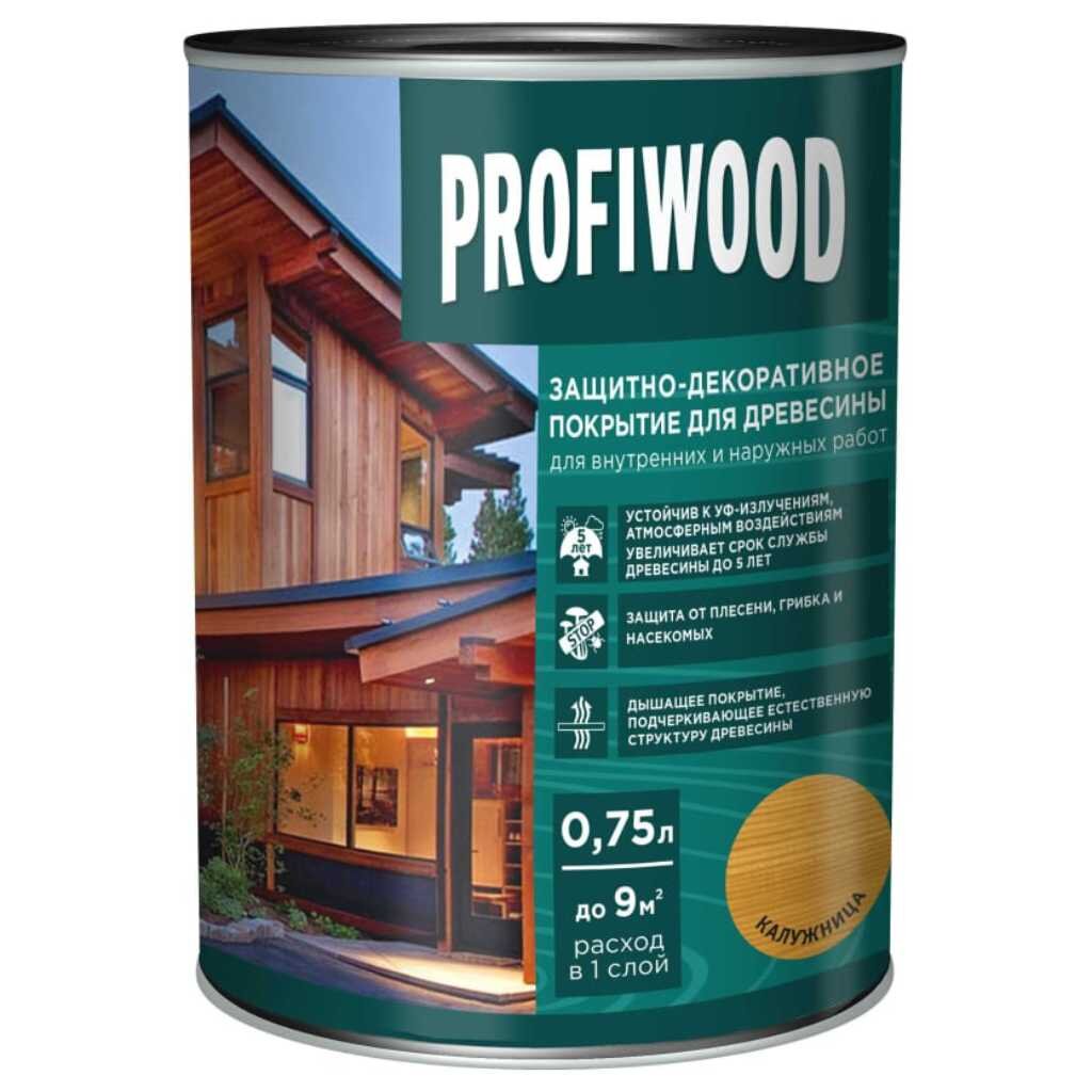 Пропитка Profiwood, для дерева, защитно-декоративная, калужница, 0.7 кг пропитка dufa woodtex для дерева защитная тик 0 9 л