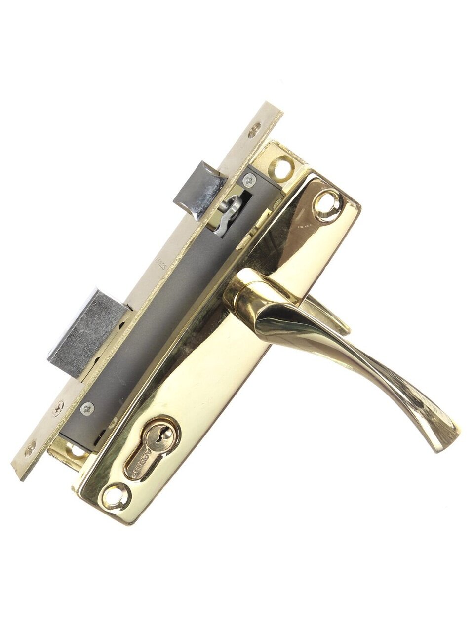 Замок врезной Apecs, 1323/60-G, 15805, ручка в комплекте, цилиндровый, золотой