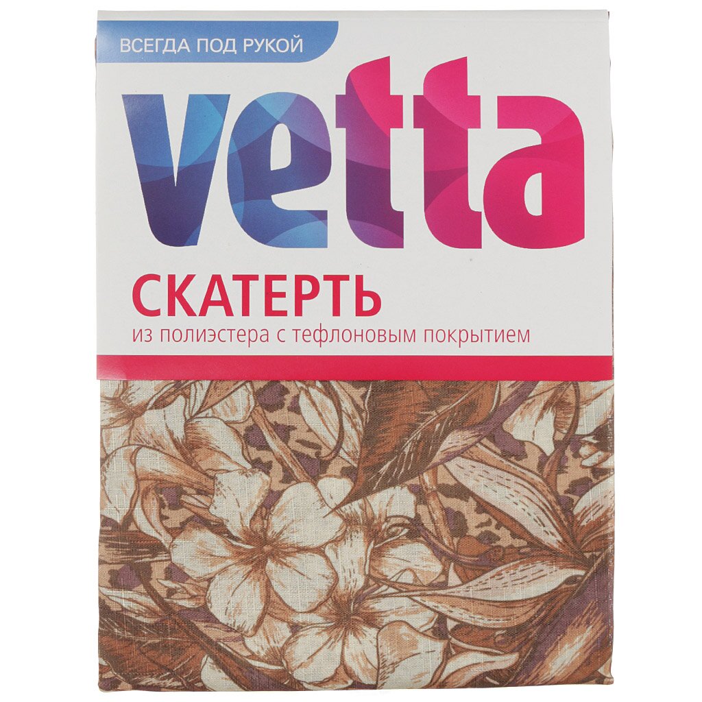 т Скатерть кух 120*150см п/э с тефл покрытием Цветы беж 425-105