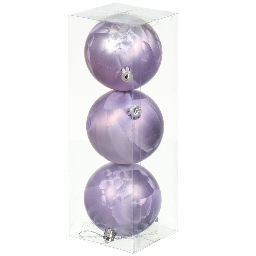 Елочный шар 3 шт, лавандовый, 8 см, пластик, SYQC-0121105