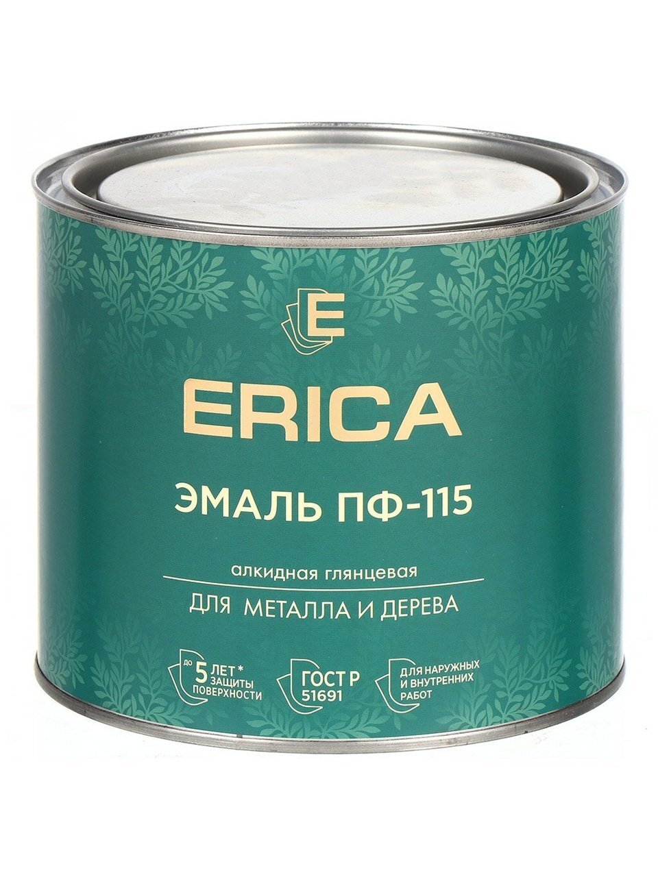 Эмаль Erica, ПФ-115, для внутренних и наружных работ, алкидная, глянцевая, белая, 1.8 кг