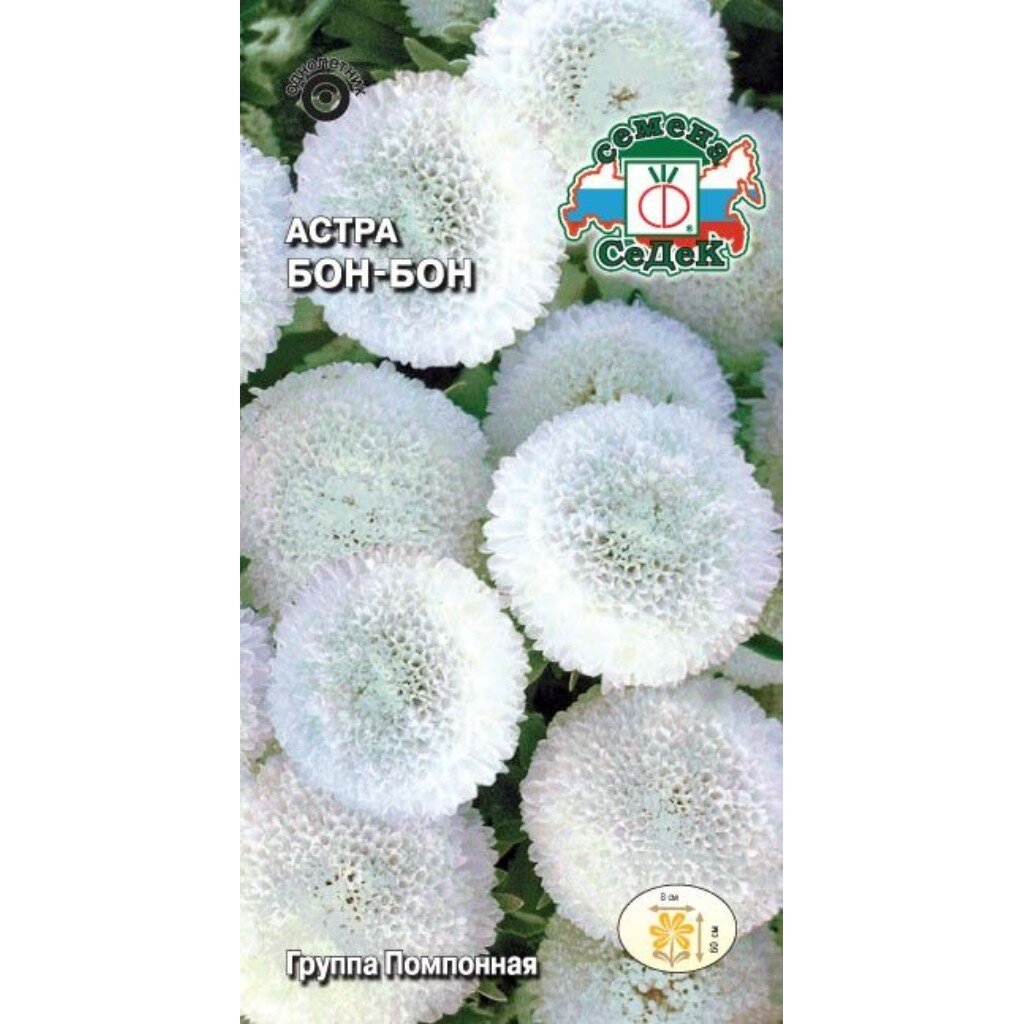 Семена Цветы, Астра, Бон-бон, 0.2 г, цветная упаковка, Седек