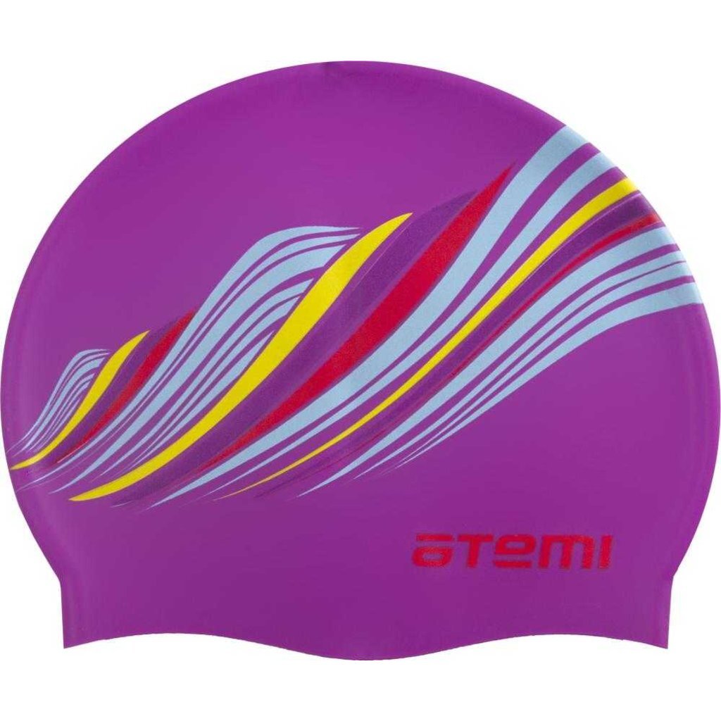 Шапочка для плавания Atemi, силикон, сиреневая (узор), PSC417, 00000098102