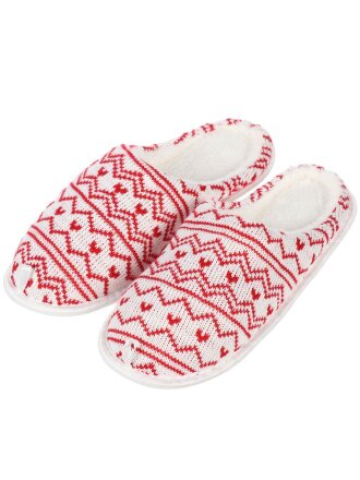 Тапки для женщин, красно-белые, р. 40-41, закрытые, Вязаные, A210104