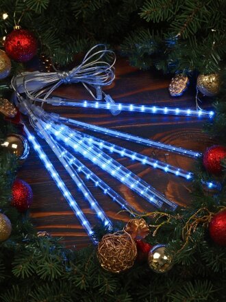Гирлянда 3 м, 1 режим, Сосульки, свет синий, прозрачная, в помещении, сетевая, LED