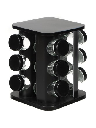 Набор для специй стекло, пластик, 13 шт, Черный, Y4-5464