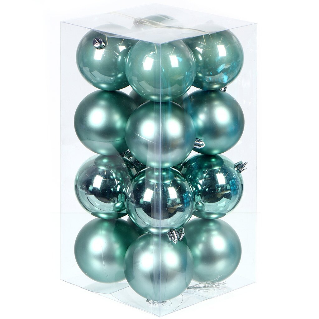 Елочный шар 16 шт, мята, 8 см, SYQA-0122102