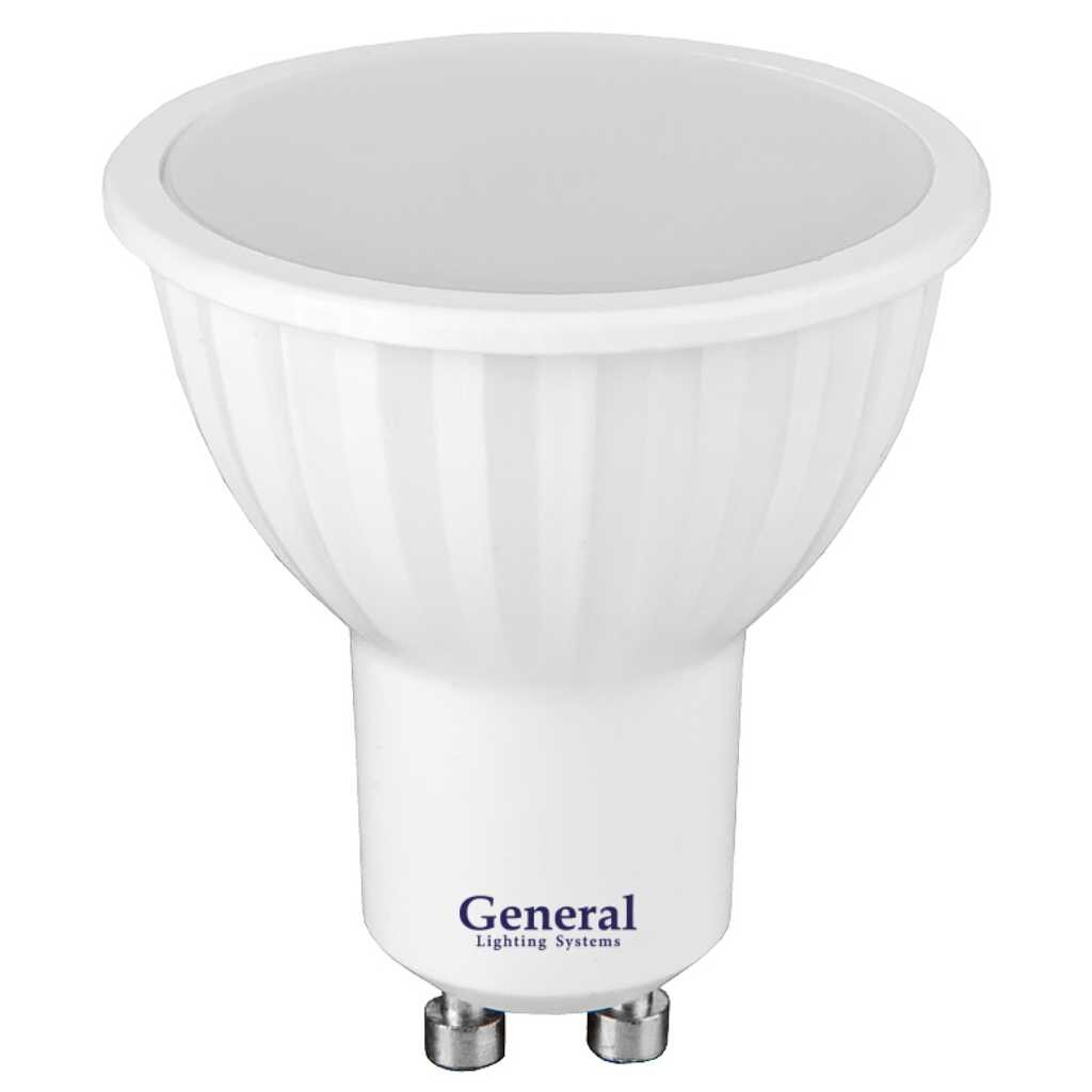 Лампа светодиодная GU10, 10 Вт, 230 В, 6500 К, свет холодный белый, General Lighting Systems, GLDEN-MR16 лампа светодиодная e14 12 вт 230 в свеча 2700 к свет теплый белый general lighting systems glden cf