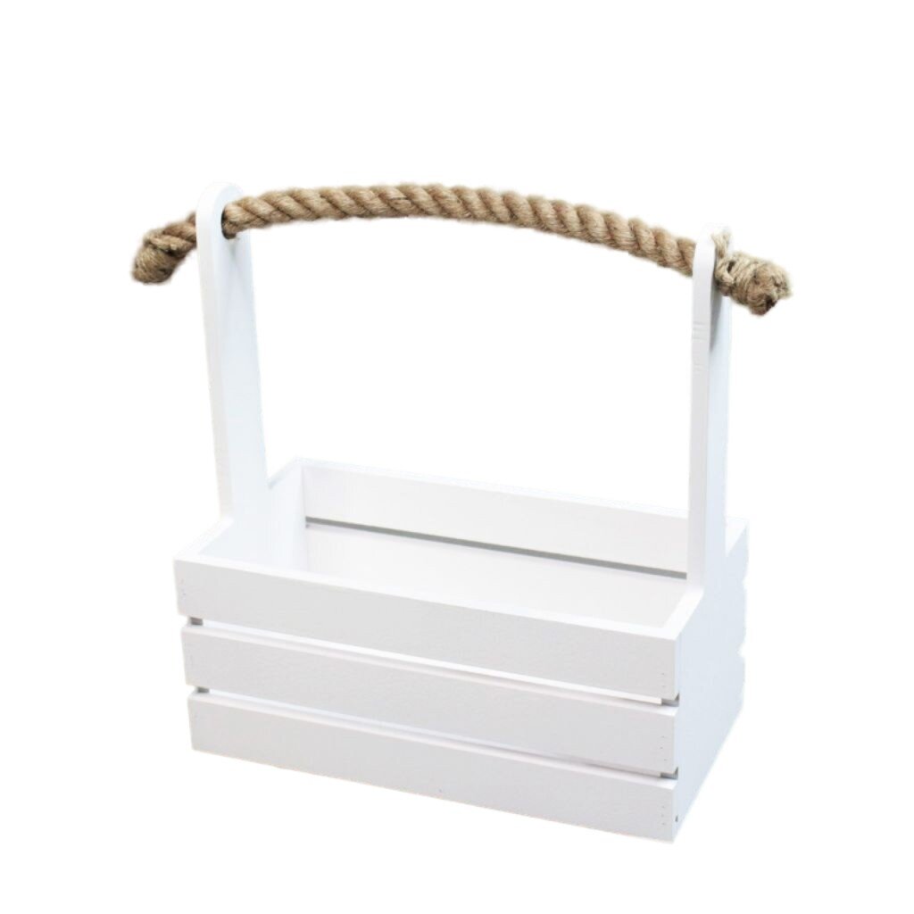 Ящик 27х24.5х13 см, с канатом №20, веревочная ручка, белый, 7138 швабра веревочная кентукки хлопок белый