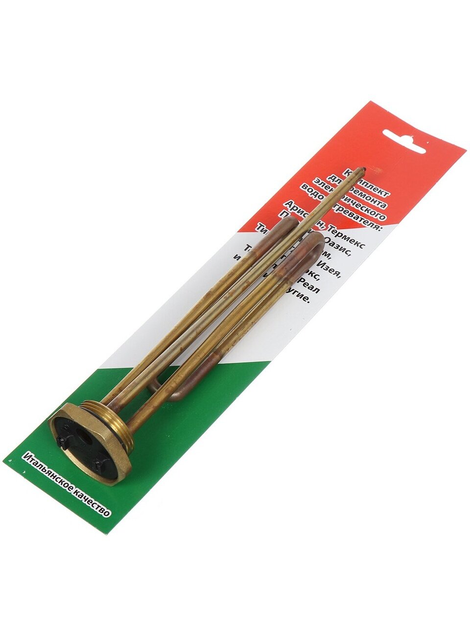 Тэн для водонагревателя универсальный, медь, 1.5 кВт, R42 мм, под анод, М6, RCT, индивидуальная упаковка, М182296