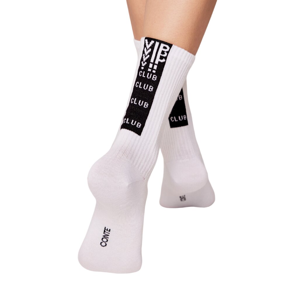 Носки для женщин, хлопок, Conte, Active, 433, белый-черные, р. 23, удлиненные, 20С-20СП